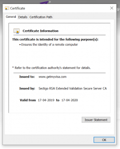 SSL Certificate Information 