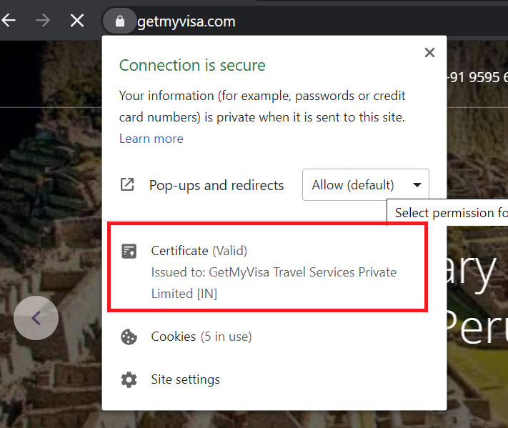Check Certificate Information on Chrome