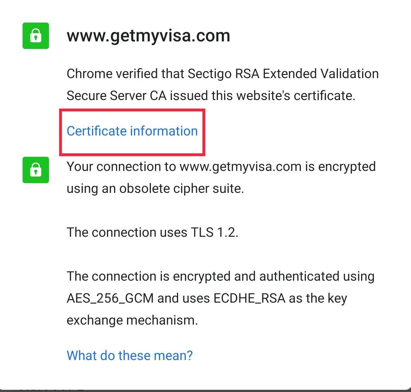 Certificate Information Via Mobile